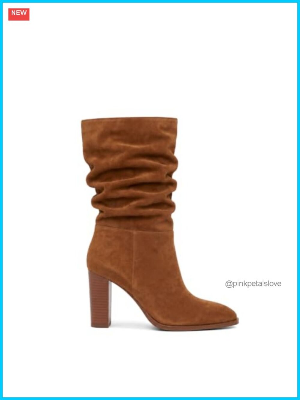 Women's Suede Mid Calf Slouch Boots Chunky Heel
